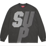 Supreme Fashion Logo Printed Reflective Long Sleeve T-Shirt Couple Versatile Loose Water Washed Long Sleeve