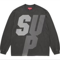 Supreme Fashion Logo Printed Reflective Long Sleeve T-Shirt Couple Versatile Loose Water Washed Long Sleeve