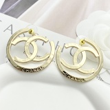 Chanel Fashion Versatile Hollow Double C Letter Large Circle Earrings