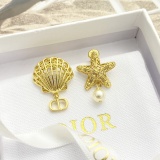 Dior Fashion Versatile Asymmetric Hollow Sea Star Shell Earrings