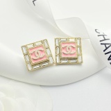 Chanel Fashion Versatile Diamond CC Square Earrings