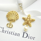 Dior Fashion Versatile Asymmetric Hollow Sea Star Shell Earrings