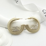Chanel Fashion Versatile Multi layer Braided Half Round Earrings