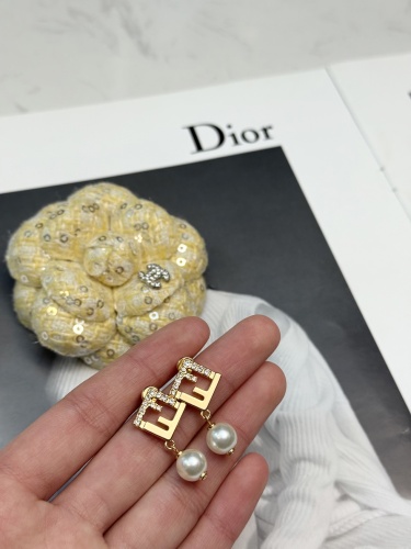 Fendi Fashion Diamond FF Pearl Eardrops Earstuds