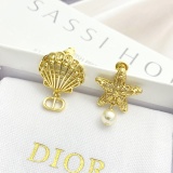 Dior Fashion Versatile Asymmetric Hollow Sea Star Shell Earrings