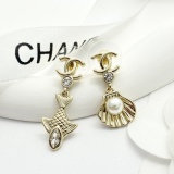 Chanel Fashion Asymmetric Shell Small Fish CC Earrings