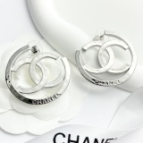 Chanel Fashion Versatile Hollow Double C Letter Large Circle Earrings