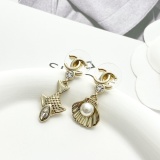 Chanel Fashion Asymmetric Shell Small Fish CC Earrings