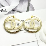 Chanel Fashion Versatile Hollow Double C Letter Large Circle Earrings
