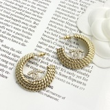 Chanel Fashion Versatile Multi layer Braided Half Round Earrings
