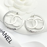Chanel Fashion Versatile Hollow Double C Letter Large Circle Earrings