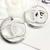 Chanel Fashion Versatile Hollow Double C Letter Large Circle Earrings