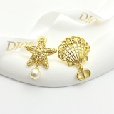 Dior Fashion Versatile Asymmetric Hollow Sea Star Shell Earrings