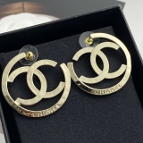 Chanel Fashion Versatile Hollow Double C Letter Large Circle Earrings
