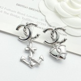 Chanel Fashion Asymmetric Anchor Love Rope CC Earrings