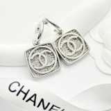 Chanel Fashion Versatile Full Diamond Square CC Hook Earrings
