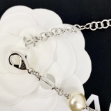 Chanel Fashion Versatile Full Diamond Clover Tassel Pearl Chain Sweater Chain