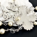 Chanel Fashion Versatile Full Diamond Clover Tassel Pearl Chain Sweater Chain