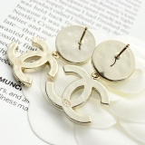 Chanel Fashion Versatile White Enamel Half Diamond CC Half Round Earrings