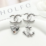 Chanel Fashion Asymmetric Anchor Love Rope CC Earrings