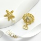 Dior Fashion Versatile Asymmetric Hollow Sea Star Shell Earrings