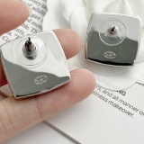 Chanel Fashion Versatile Full Diamond Silver Square Double C Earrings