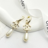Chanel Fashion Versatile Double C Water Drop Pearl Earrings