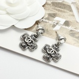 Chanel Fashion Versatile Diamond Pendant Lace Clover Earrings