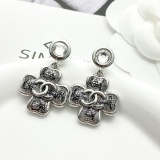 Chanel Fashion Versatile Diamond Pendant Lace Clover Earrings