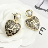Chanel Fashion Versatile Lace Love Pearl Earrings