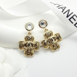 Chanel Fashion Versatile Diamond Pendant Lace Clover Earrings