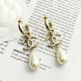 Chanel Fashion Versatile Double C Water Drop Pearl Earrings