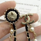 Chanel Classic Versatile Pearl Black Leather Chain Brooch