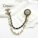 Chanel Classic Versatile Pearl Black Leather Chain Brooch