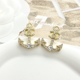 Chanel Fashion Versatile Diamond studded Anchor Earrings