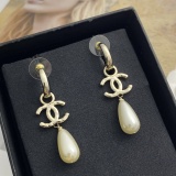 Chanel Fashion Versatile Double C Water Drop Pearl Earrings