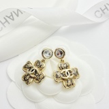Chanel Fashion Versatile Diamond Pendant Lace Clover Earrings