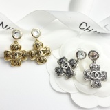 Chanel Fashion Versatile Diamond Pendant Lace Clover Earrings