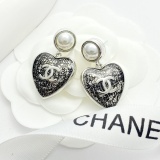 Chanel Fashion Versatile Lace Love Pearl Earrings