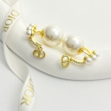 Dior Fashion Versatile Double Pearl Diamond Earrings
