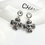 Chanel Fashion Versatile Diamond Pendant Lace Clover Earrings