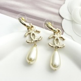 Chanel Fashion Versatile Double C Water Drop Pearl Earrings