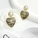 Chanel Fashion Versatile Lace Love Pearl Earrings