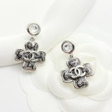Chanel Fashion Versatile Diamond Pendant Lace Clover Earrings