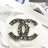 Chanel Fashion Retro Silver Totem CC Brooch