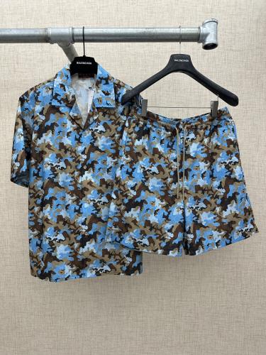 Gucci 26SS Fashion Versatile Camouflage Printed Short Sleeved Shirt Shorts