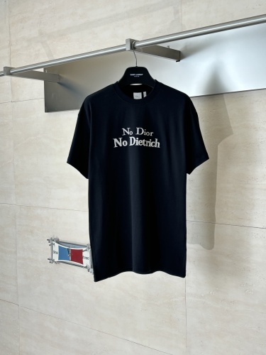 Dior Fashion Embroidered Letter Round Neck T-shirt Couple Versatile Loose Short Sleeve
