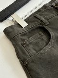 Louis Vuitton Fashion Retro Flip up Logo Printed Jeans for Couples Casual Versatile Jeans