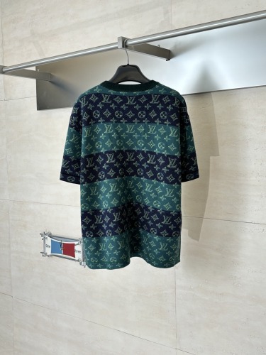 Louis Vuitton Fashion Versatile Full Logo Jacquard Knitted Round Neck Short Sleeve