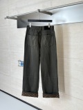 Louis Vuitton Fashion Retro Flip up Logo Printed Jeans for Couples Casual Versatile Jeans